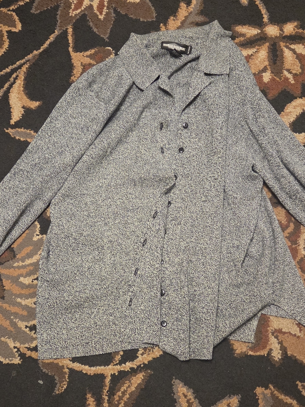 Modern Knit Button-Front Jacket - Heather Gray